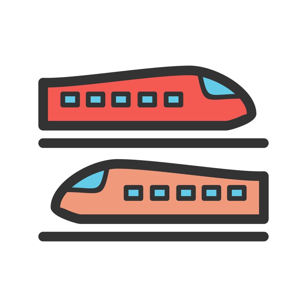ícone de linha cheia de trens vetor