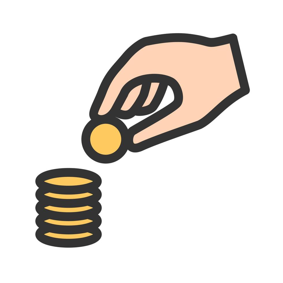 ícone de linha cheia de moedas de empilhamento vetor