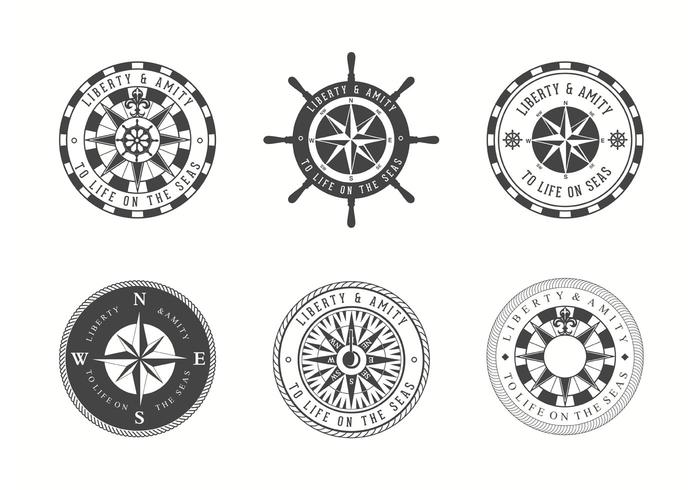 Emblemas da carta náutica vetorial grátis vetor