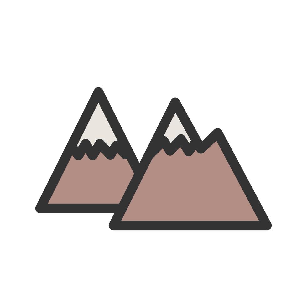 ícone de linha cheia de montanhas vetor