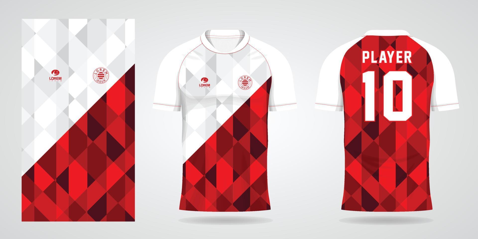 modelo de design de esporte de camisa de futebol branco vermelho vetor