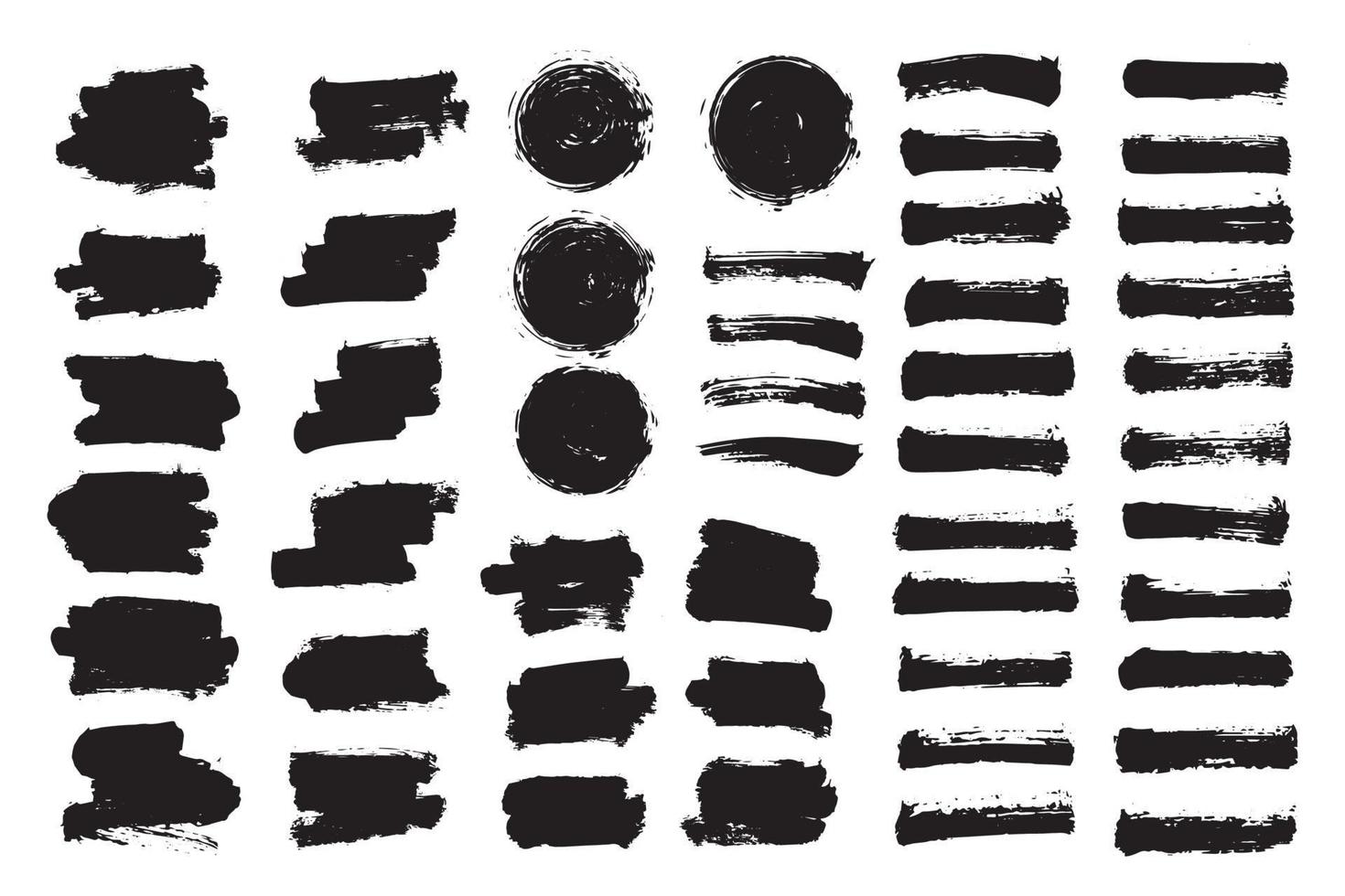 coleção de vetores pincelada de tinta preta. textura de pincel grunge.
