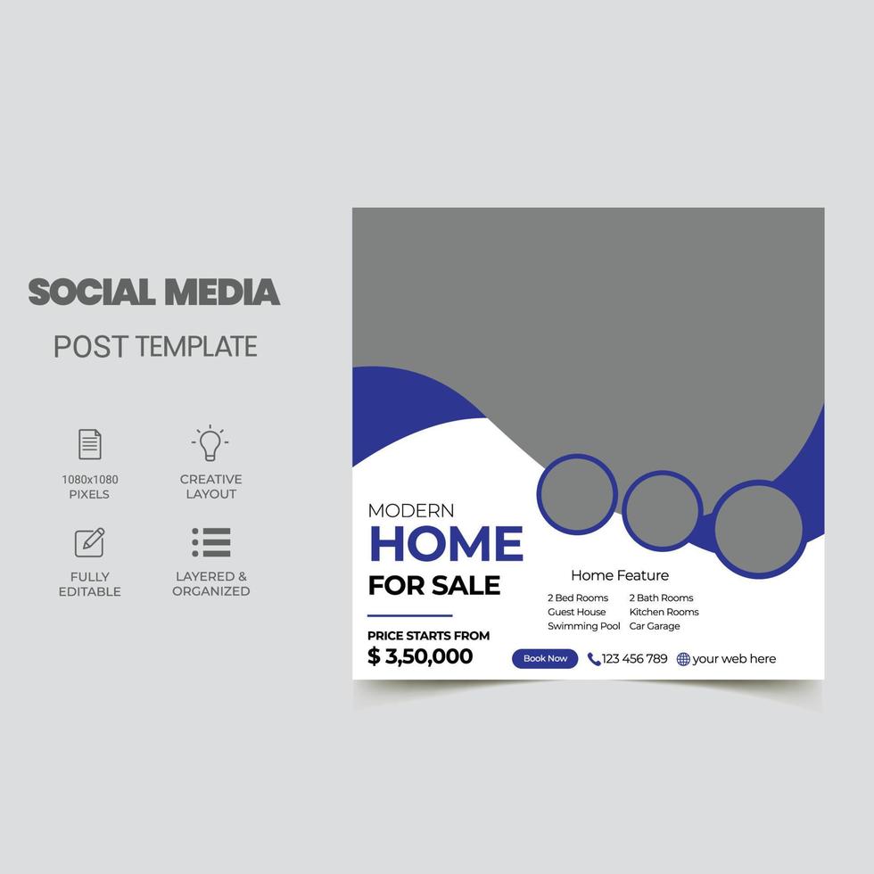 modelo de postagem de mídia social imobiliária, modelo de postagem editável banners de mídia social vetor