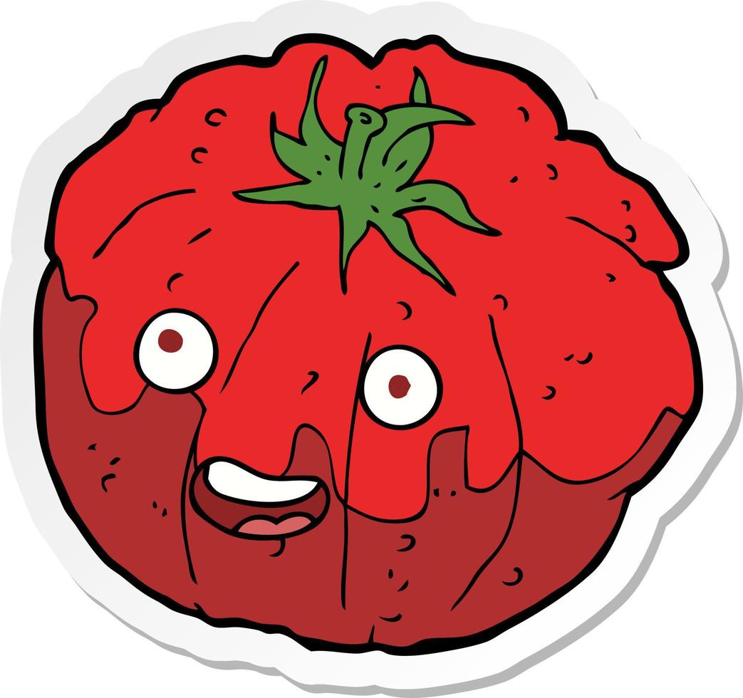 adesivo de um desenho animado tomate feliz vetor