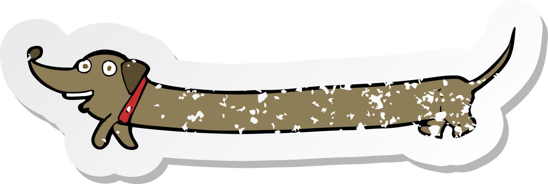 adesivo retrô angustiado de um dachshund de desenho animado vetor