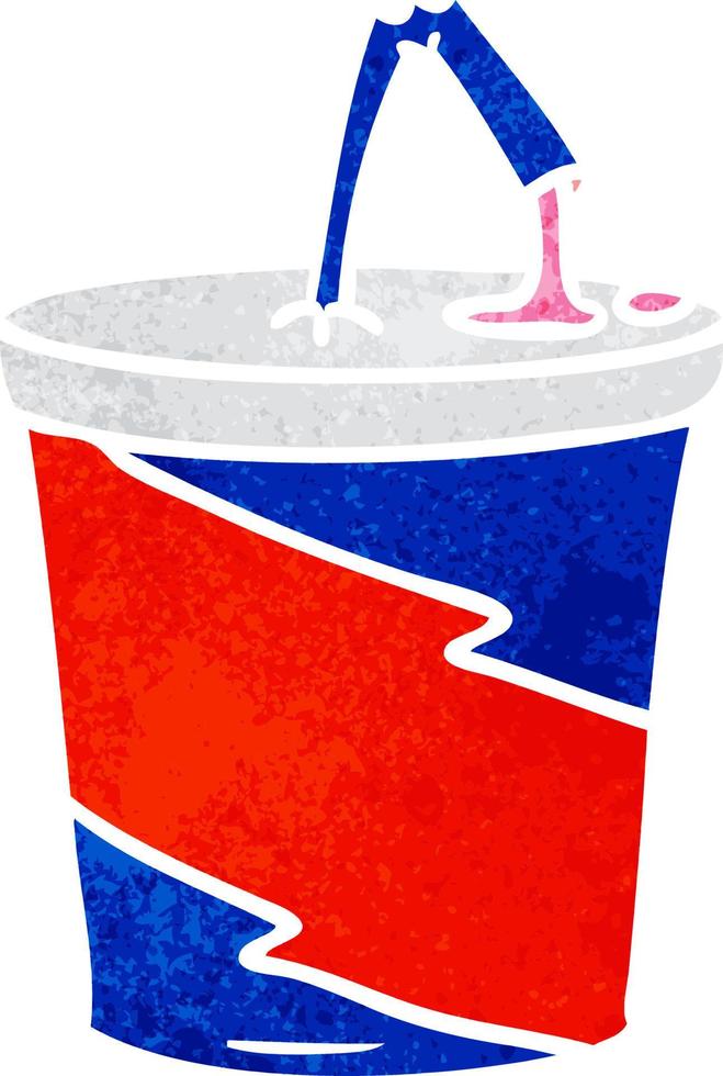 doodle cartoon retrô de bebida de fastfood vetor