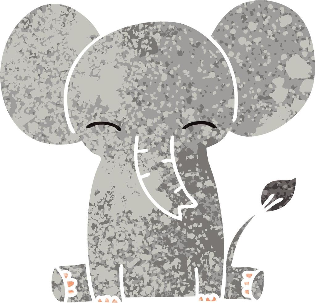 elefante de desenho animado estilo ilustração retrô peculiar vetor