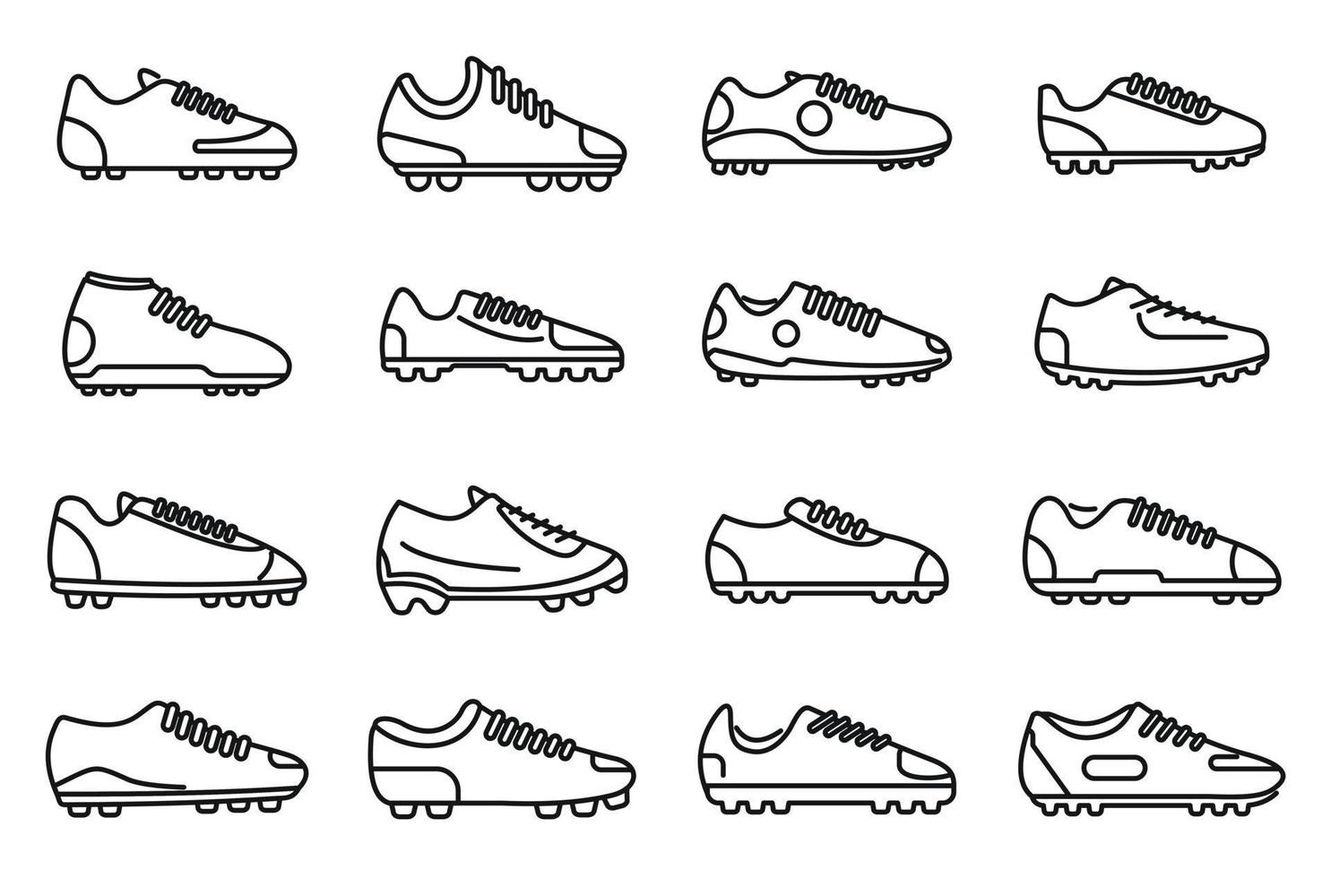 ícones de botas de futebol definir vetor de contorno. bota de futebol