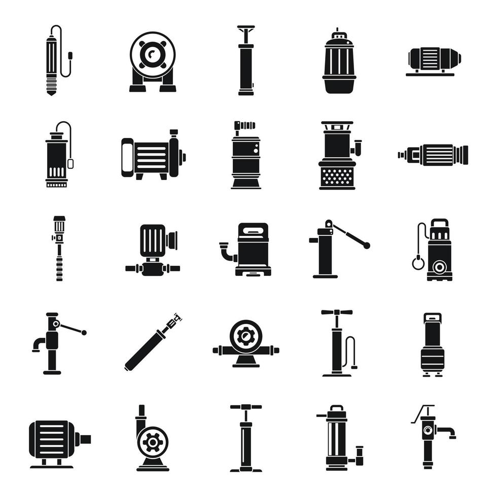 ícones de bomba definir vetor simples. tanque de água