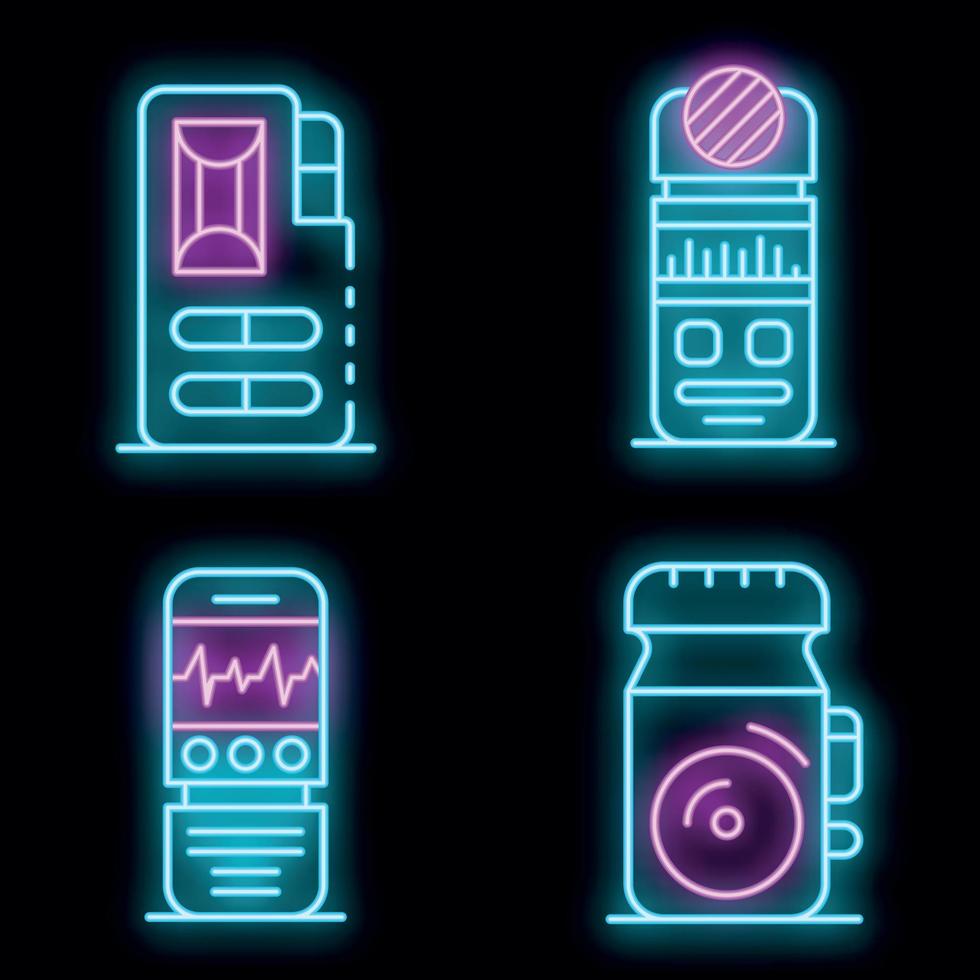 conjunto de ícones de ditafone vector neon