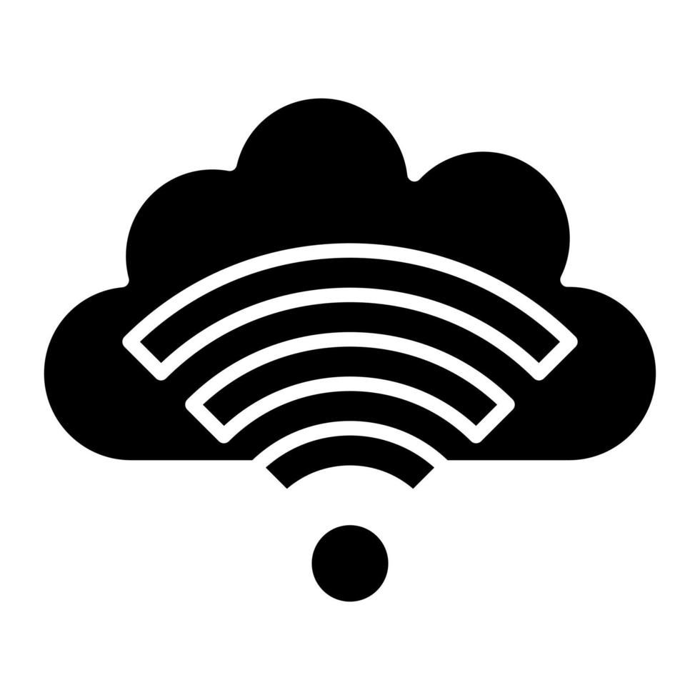 ícone de glifo de wifi em nuvem vetor