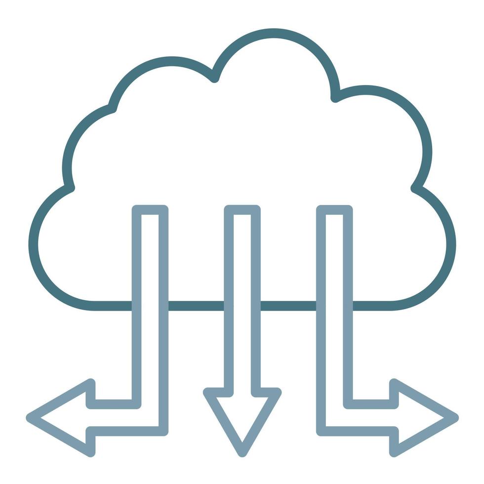 ícone de duas cores de linha de distribuição de nuvem vetor