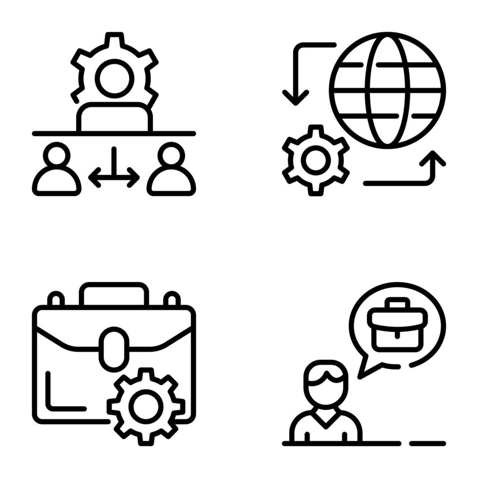 conjunto de ícones lineares de desenvolvimento de negócios vetor