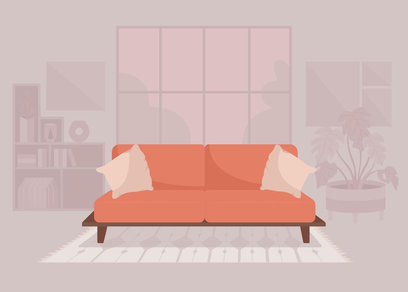 ilustração em vetor de cor plana de arranjo de móveis de sala de estar