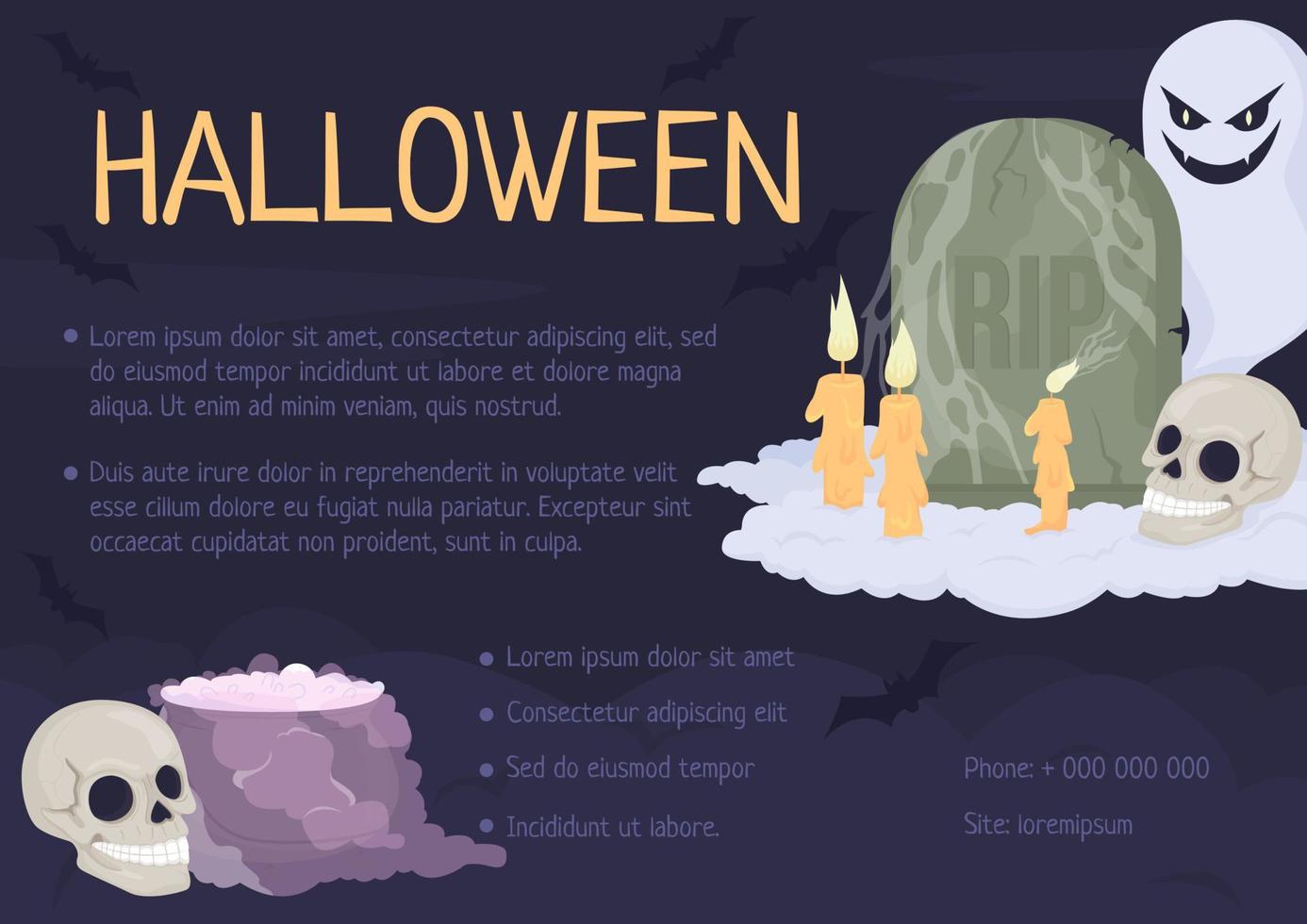 modelo de banner de vetor plano de tradições de feriado de halloween