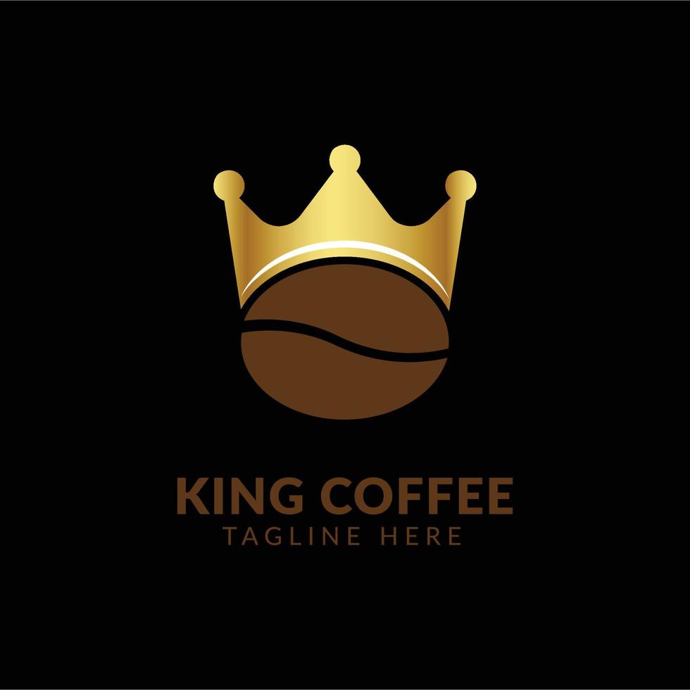 vetor de design de logotipo de café rei, emblema, conceito de design, símbolo criativo, ícone, modelo de design de logotipo de café real