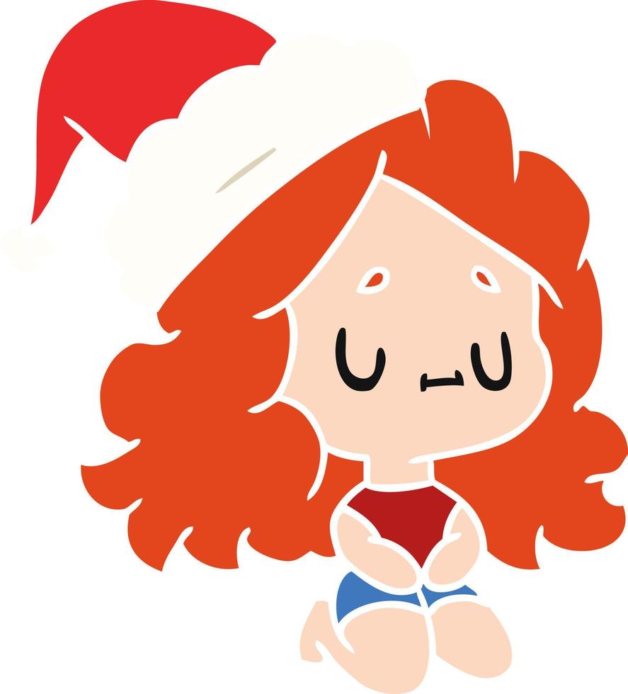 desenho de natal da garota kawaii vetor