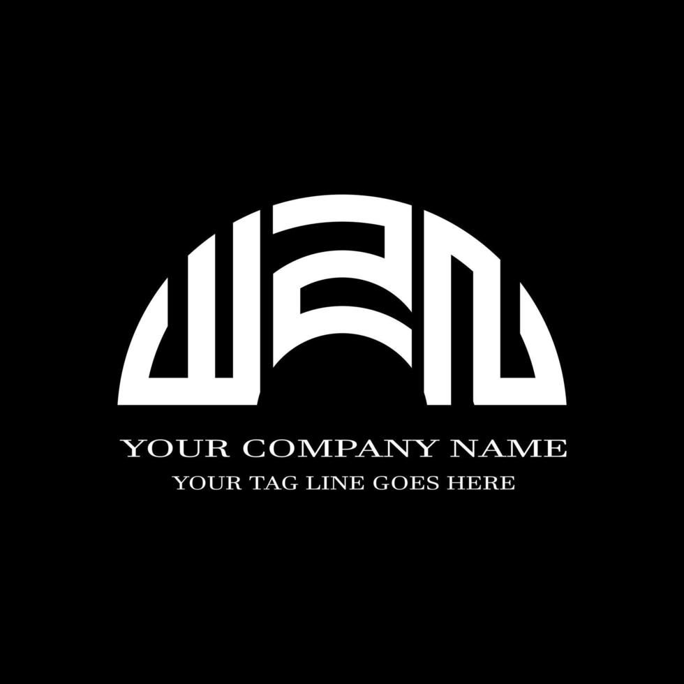 design criativo do logotipo da carta wzn com gráfico vetorial vetor