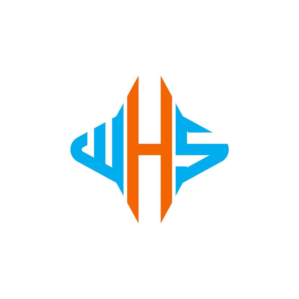design criativo do logotipo da carta whs com gráfico vetorial vetor