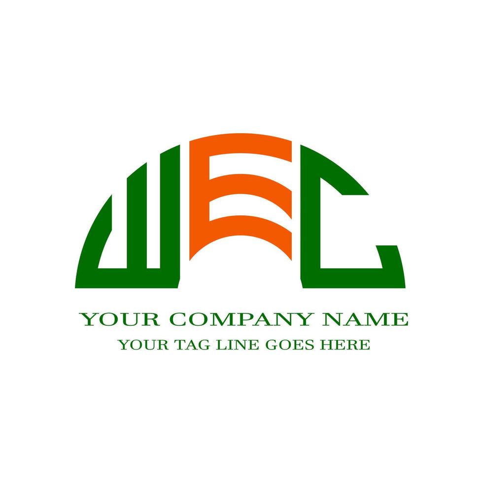design criativo do logotipo da carta wec com gráfico vetorial vetor