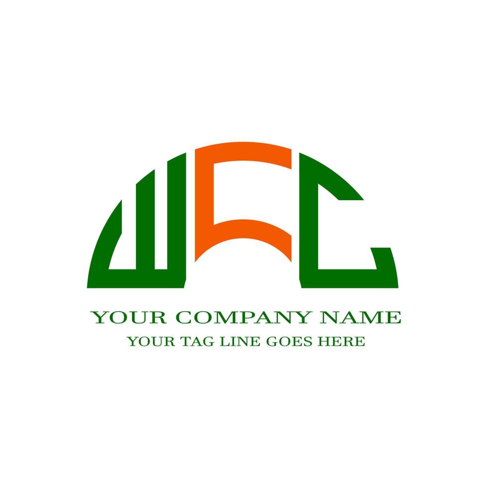 design criativo do logotipo da carta wcc com gráfico vetorial vetor