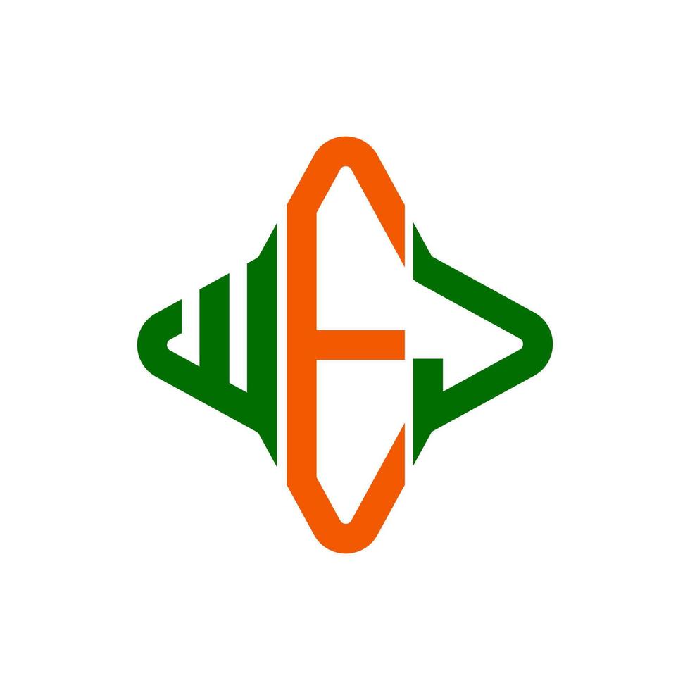 design criativo do logotipo da carta wej com gráfico vetorial vetor