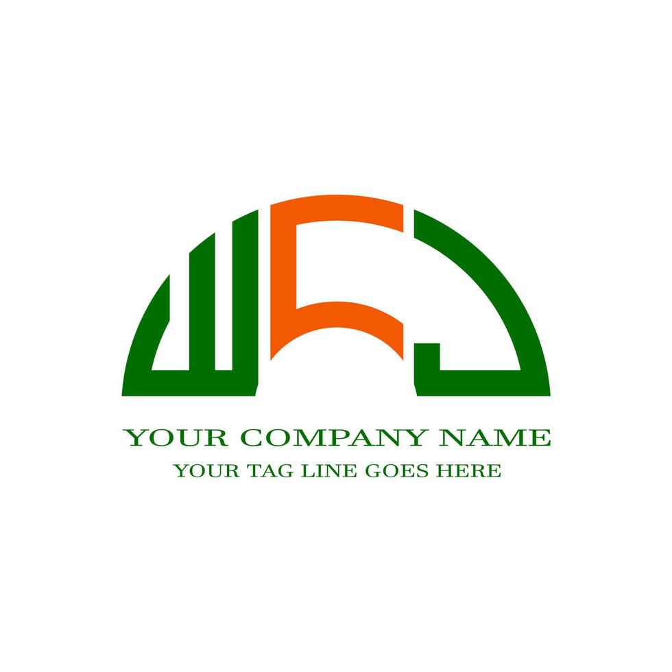 design criativo do logotipo da carta wcj com gráfico vetorial vetor