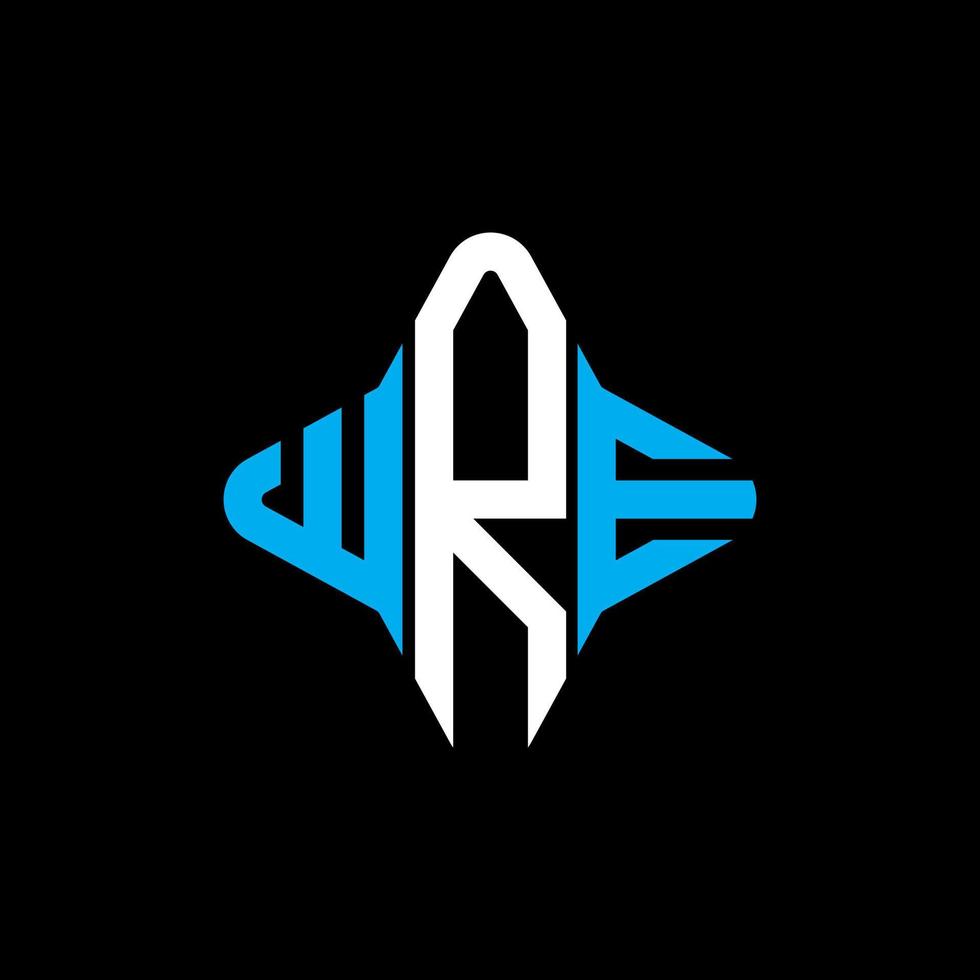 design criativo de logotipo de carta wre com gráfico vetorial vetor