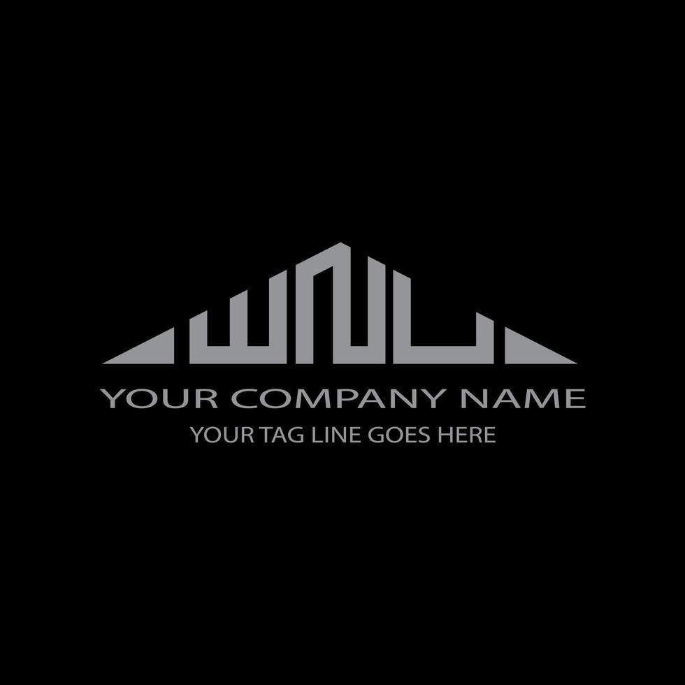 design criativo do logotipo da carta wnu com gráfico vetorial vetor