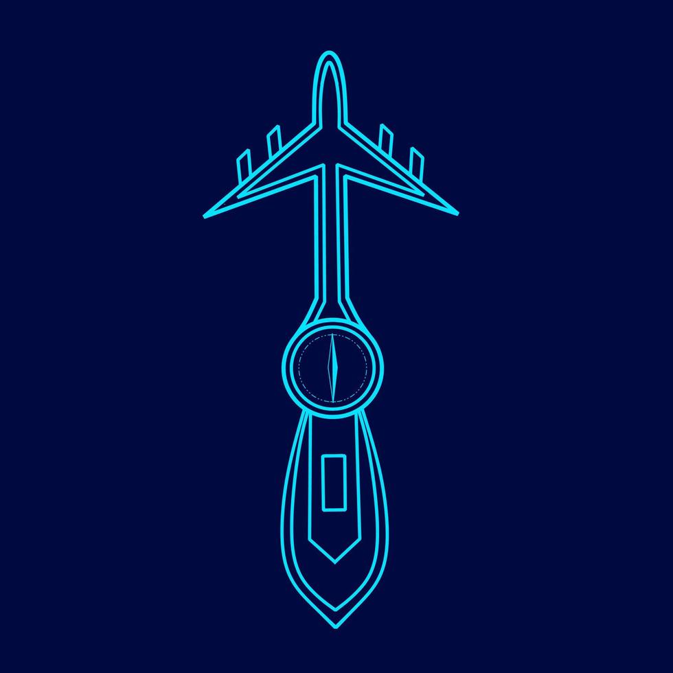 navio barco avião linha pop art potrait logotipo design colorido com fundo escuro. ilustração em vetor abstrato. fundo preto isolado para camiseta, pôster, roupas.