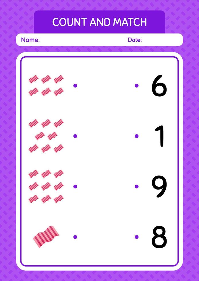 contar e combinar jogo com toalha. planilha para crianças pré-escolares, folha de atividades para crianças vetor
