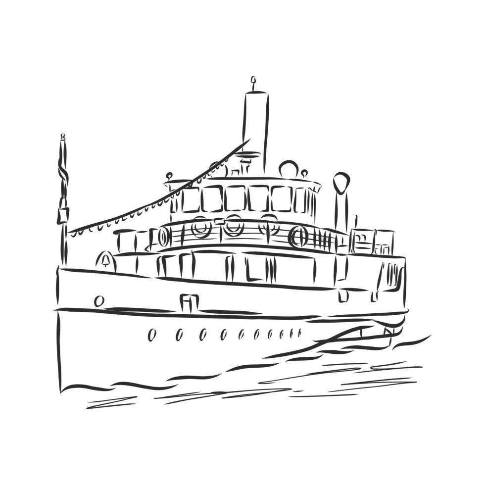 desenho vetorial de barco a vapor vetor