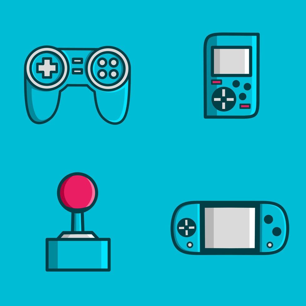 vetor de design plano de console de jogos de joystick. logotipo colorido com fundo suave. ilustração gráfica abstrata.