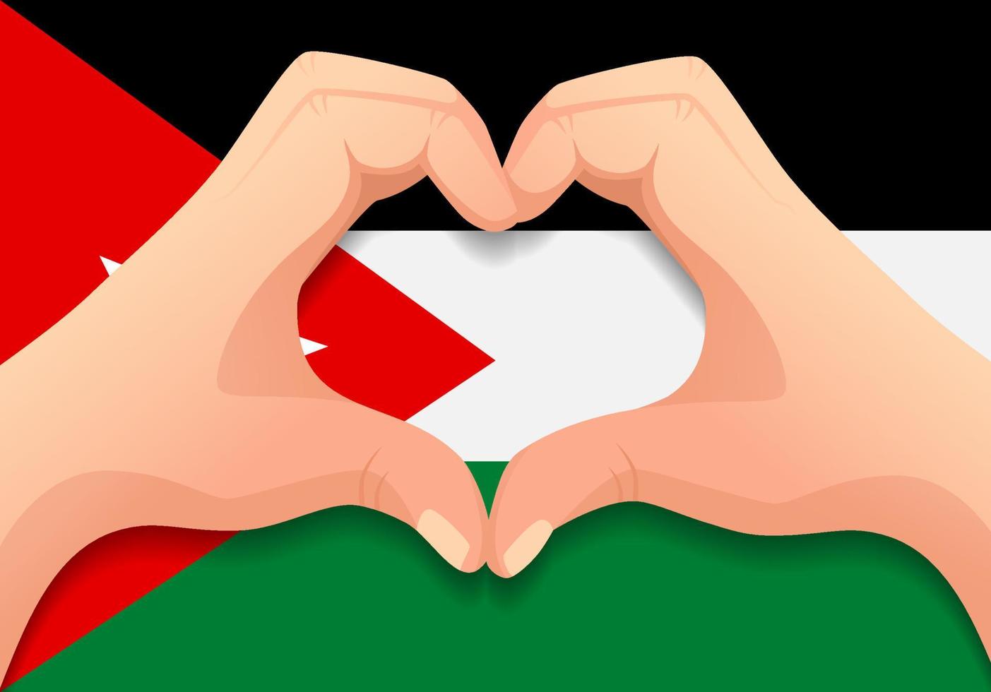 bandeira da jordânia e forma de coração de mão vetor