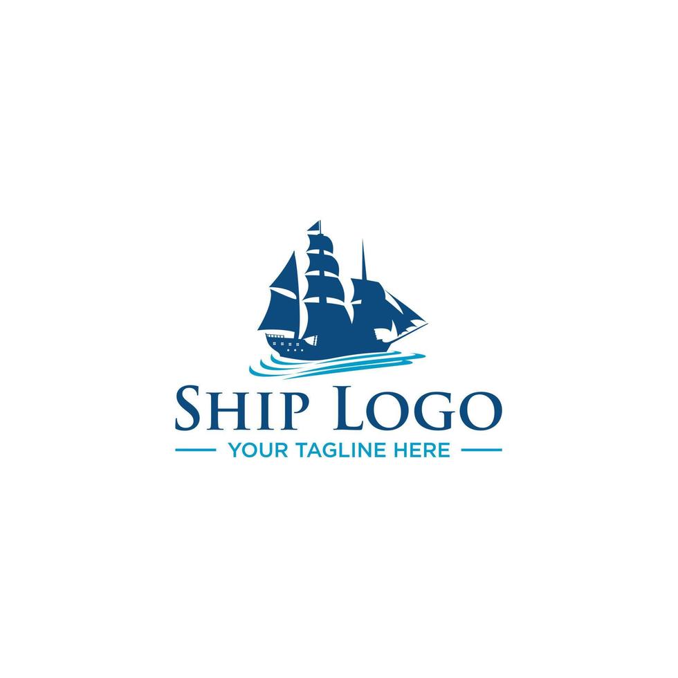 design de logotipo do mar do navio vetor