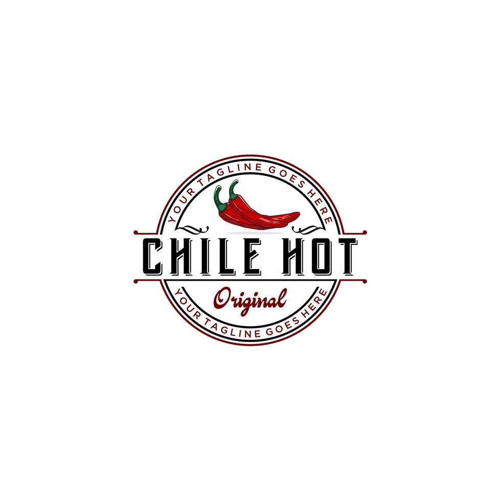 chili, picante, vintage de emblema de molho, formatos de logotipo de restaurante vetor