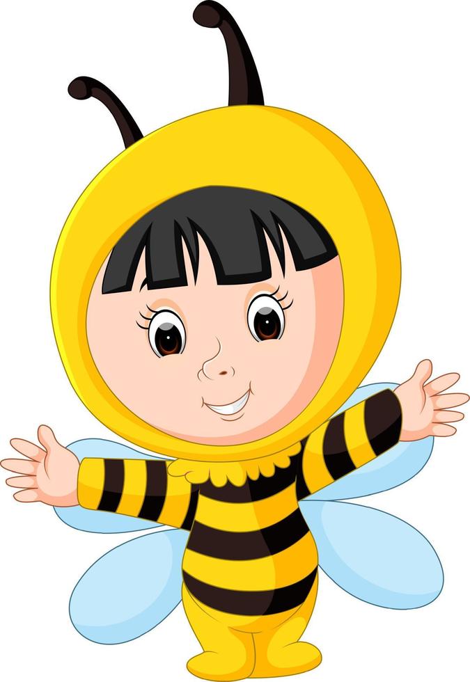 bebê fofo vestindo um terno de abelha vetor
