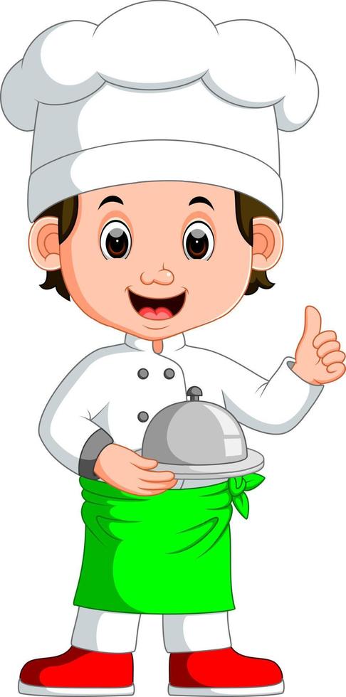 desenho animado menino chef vetor