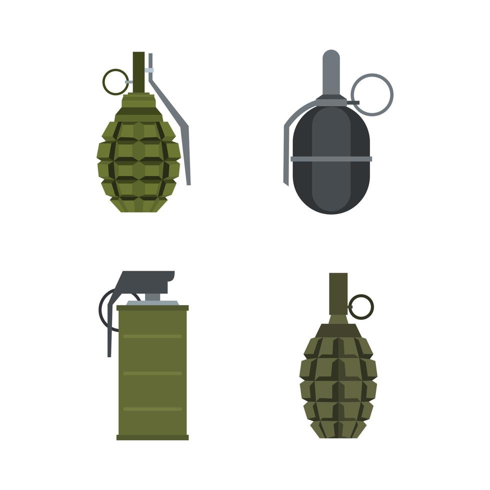 conjunto de ícones de granada, estilo simples vetor