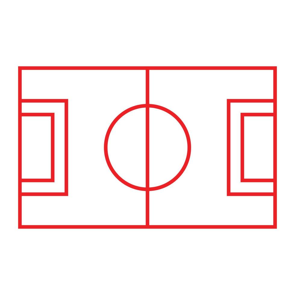 campo de futebol de vetor vermelho eps10 ou ícone de arte de linha de campo de futebol em estilo moderno moderno simples plano isolado no fundo branco