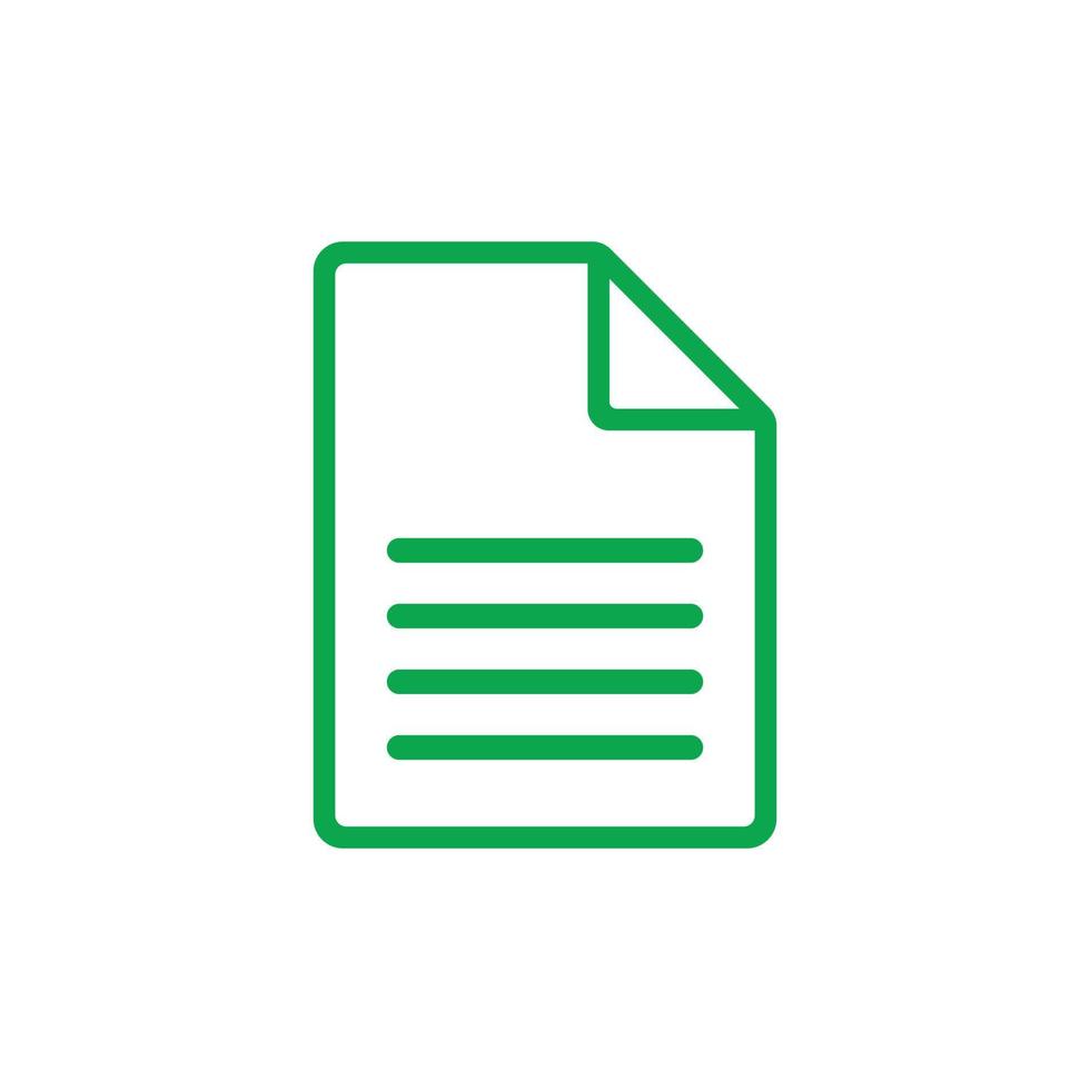 ícone de arte de linha de documento de vetor verde eps10 ou logotipo em estilo moderno simples e moderno isolado no fundo branco