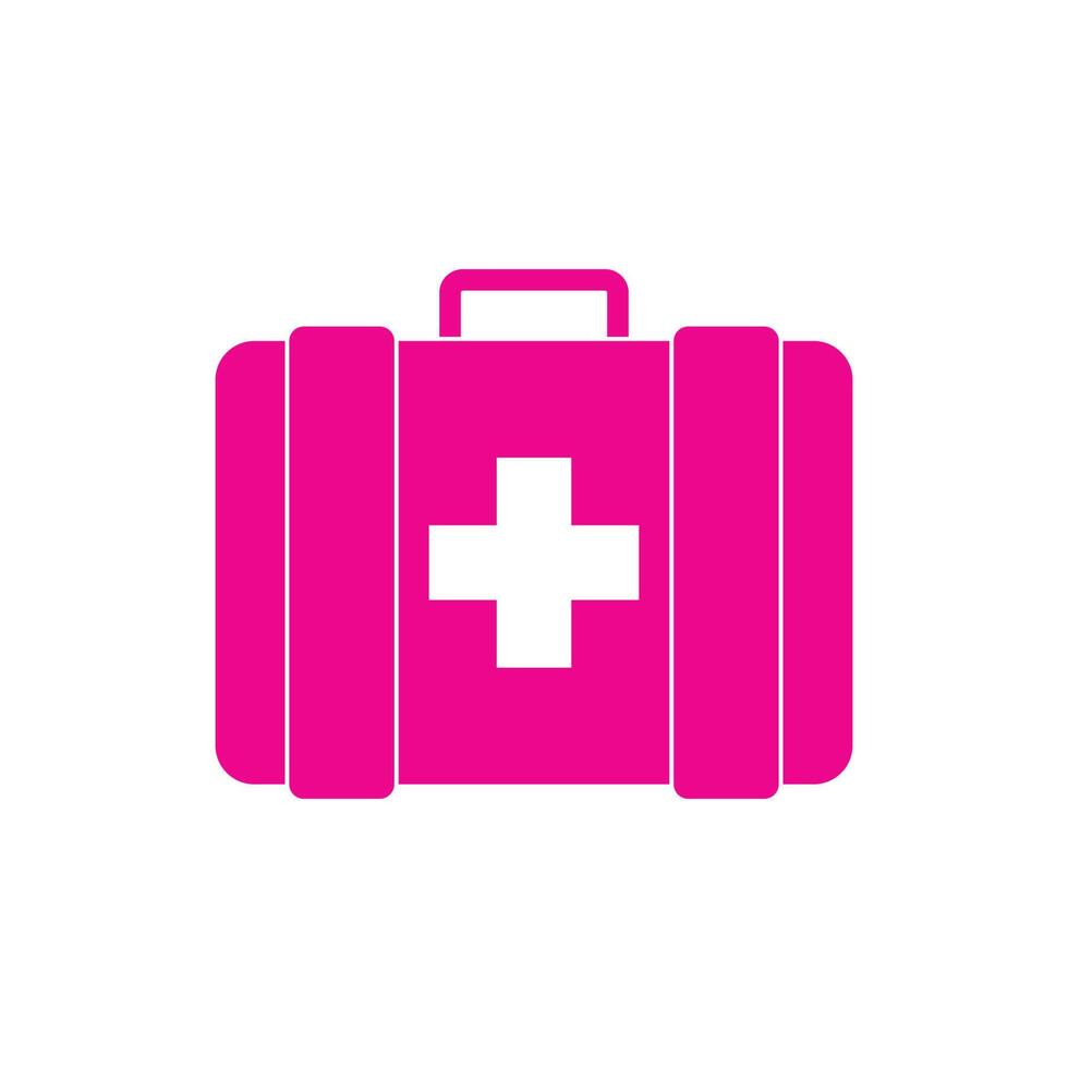 kit de primeiros socorros de vetor rosa eps10 ou ícone sólido de maleta em estilo moderno moderno plano simples isolado no fundo branco