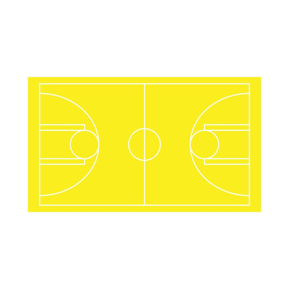 ícone de quadra de basquete de vetor amarelo eps10 em estilo moderno moderno plano simples isolado no fundo branco