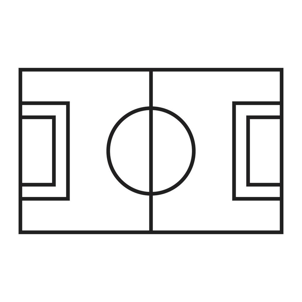 campo de futebol de vetor preto eps10 ou ícone de arte de linha de campo de futebol em estilo moderno moderno simples plano isolado no fundo branco