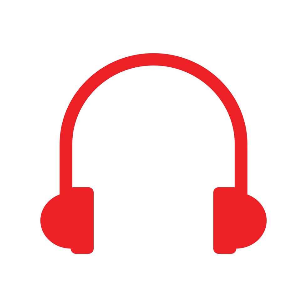 ícone de fones de ouvido ou fones de ouvido de vetor vermelho eps10 em estilo moderno moderno plano simples isolado no fundo branco