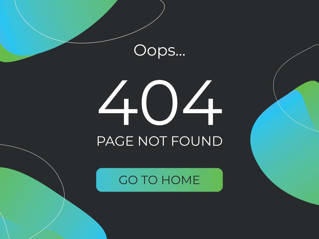 ux ui design 404 erro. interface de usuário com abstração verde. um recurso com fundo escuro e gradiente. vetor