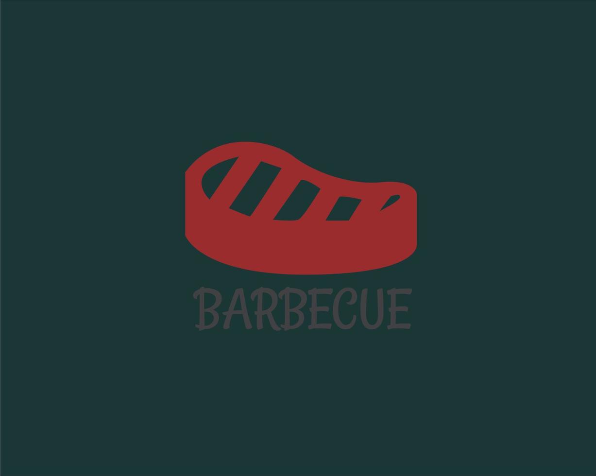 design de logotipo de carne de churrasco vetor