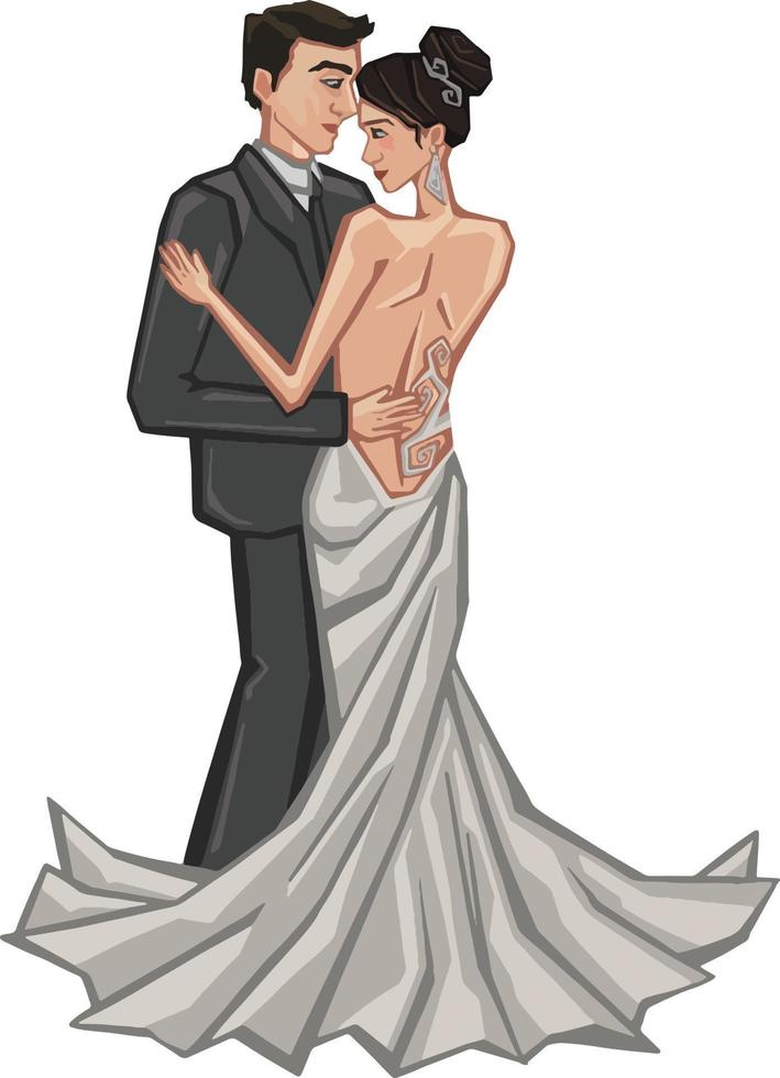 a noiva e o noivo.coração amoroso.casamento. ilustração de alta qualidade vetor