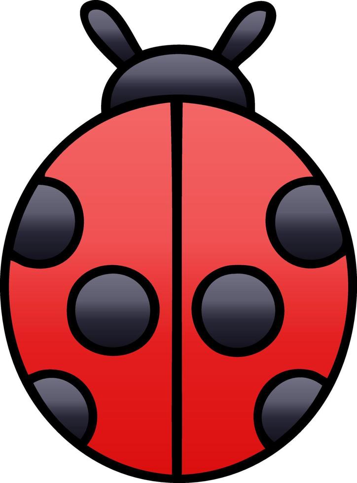 Lady bug de desenho animado sombreado gradiente vetor