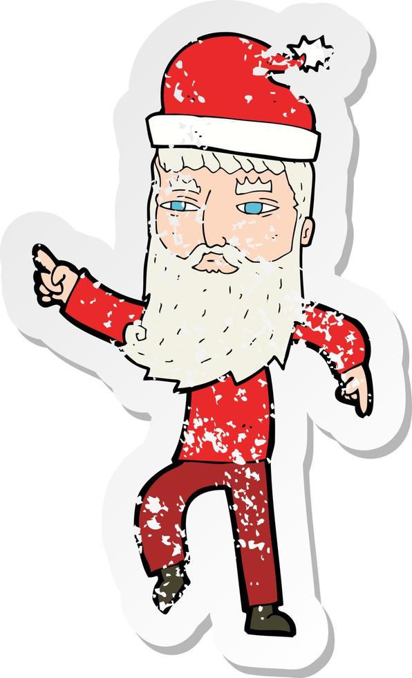 adesivo retrô angustiado de um desenho animado papai noel vetor